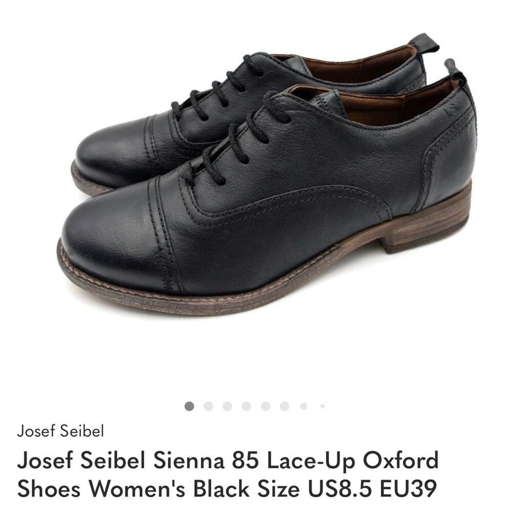 Josef Seibel Black Leather Lace-Up Oxford Shoes